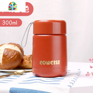 保温杯女便携小广口宽口大口径矮胖型焖烧杯小巧不锈钢早餐装粥汤 FENGHOU 蓝色/300ml