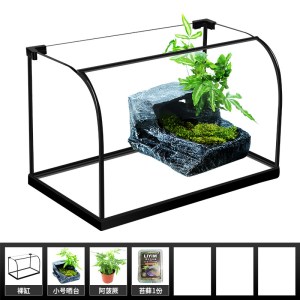 乌龟缸生态缸带晒台别墅植物造景玻璃鱼缸客厅小型家用养龟专用缸
