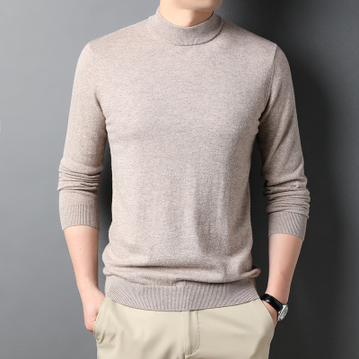 男装羊毛衫男秋冬新款半高领羊毛纯色男士打底针织衫