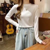 [1.5折价38元]唐狮秋冬新款圆领套头打底衫女内搭上衣韩版修身时尚百搭潮流