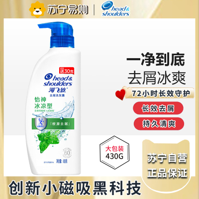 海飞丝洗发水怡神冰凉型薄荷430g 持久去屑清爽柔润 去油洗发水控油