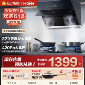 海尔CXW-219-EC906S 抽油烟机 侧吸家用 22m³/min 350pa 一键自清洁油烟机