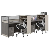 汉诺鑫威职员电脑桌现代简约员工位办公桌位桌椅结合屏风员工位并排双人位(含柜椅)