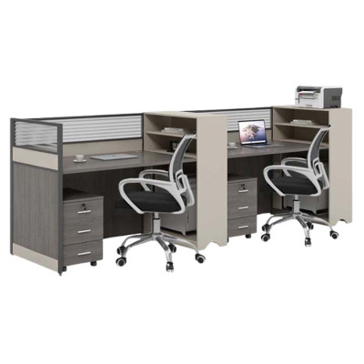 汉诺鑫威职员电脑桌现代简约员工位办公桌位桌椅结合屏风员工位并排双人位(含柜椅)