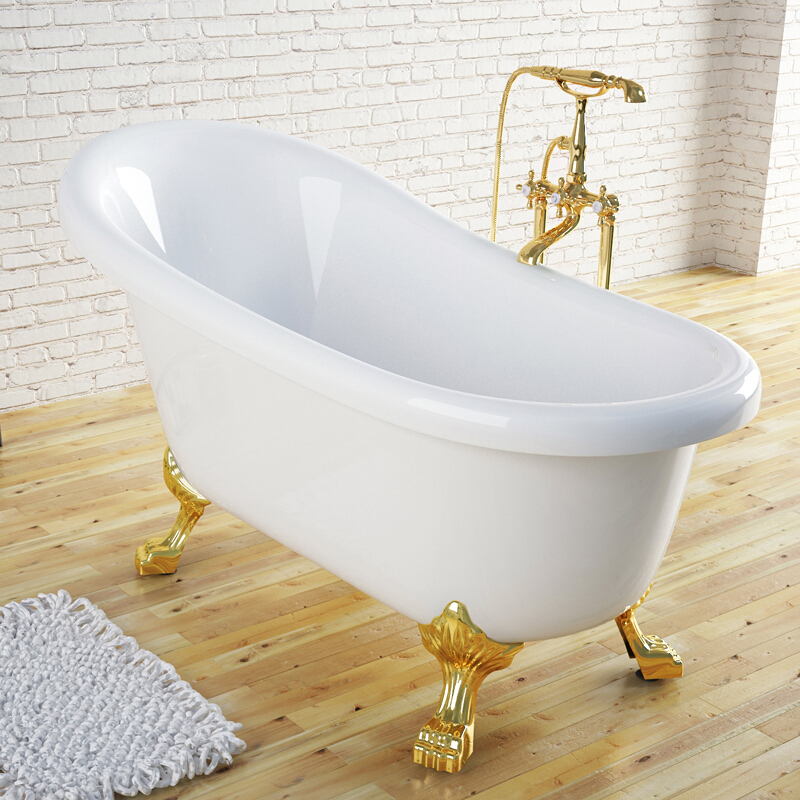 澡盆亚克力浴缸独立式家用浴盆贵妃古典浴缸龙头欧式卫生间波迷娜BOMINA