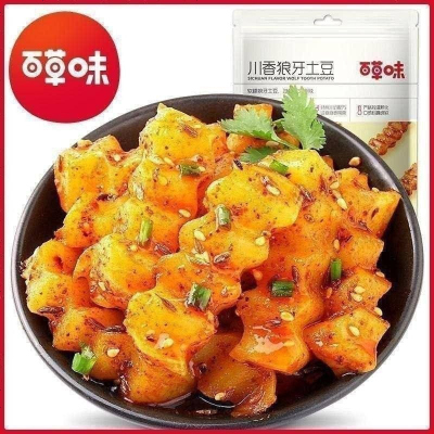 百草味豆干/豆制品零食狼牙土豆225g蔬菜小吃麻辣四川特产网红小零食任选麻辣味225g
