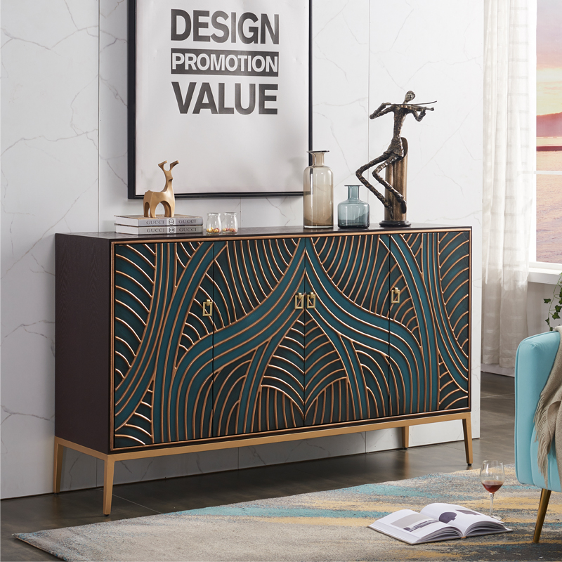 新中式鞋柜家用口储物柜简约美式轻奢玄关柜手绘装饰柜彩绘家具