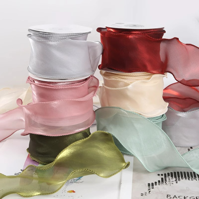 企采严选 6cm百合缎真丝感鱼尾纱带蝴蝶结发饰花束包装花店丝带蛋糕礼物diy 白茶 10米/卷