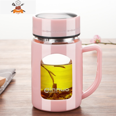 水杯女家用办公室玻璃杯茶水分离泡茶杯男士防摔带盖个人专用杯子 敬平