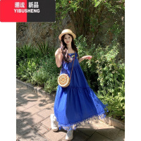 YIBUSHENG复古流苏吊带连衣裙女季新款设计感立体蝴蝶结木耳边别致长裙子