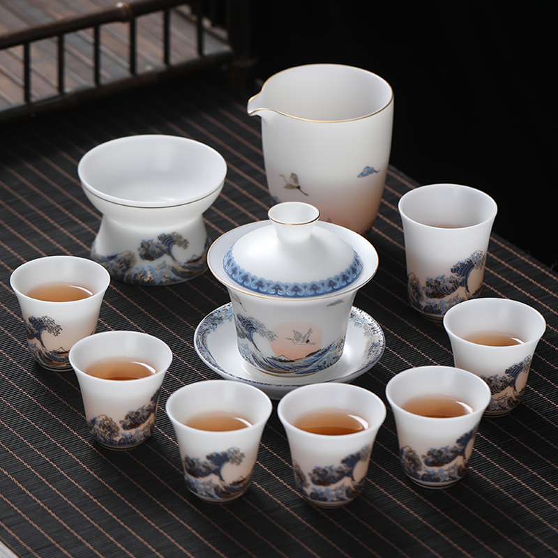 MULTIPOTENT整套茶具送礼精品白瓷套组羊脂玉冰种功夫茶具套装