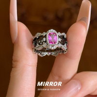 925纯银蕾丝黑蜂巢闪亮戒指女指环尾戒个性小众轻奢约5g BCJ3323送女朋友老婆情人节七夕生日礼物