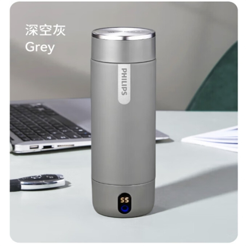 飞利浦烧水杯便携式小型电热杯316不锈钢保温杯 AWP2767 深空灰 400ml 单位:个