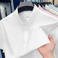 2025短袖衬衫男士中年男装夏季新款商务休闲高级感纯色衬衣男