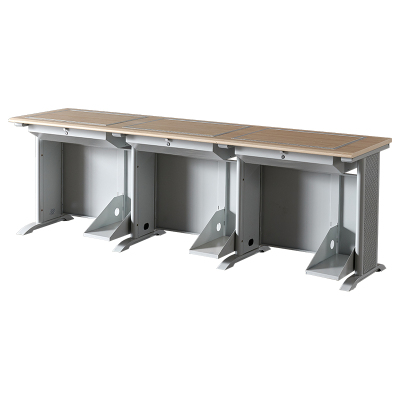 臻远ZY4012421隐藏式翻转电脑桌培训桌教室机房多媒体学习桌办公桌C款三人位