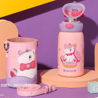 (免费刻字)耳朵独角兽韩国杯具熊BEDDYBEAR正品儿童保温杯316不锈钢带吸管两用水壶学生水杯子630ml保温用品