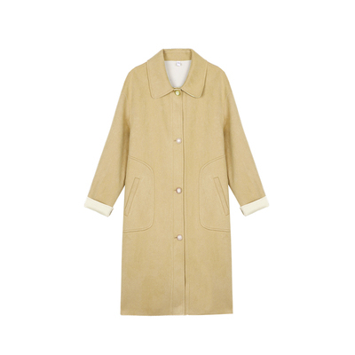 FISHBASKET风衣女中长款小个子2020秋装新款宽松百搭双面呢英伦风气质外套女风衣女