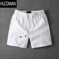 HLCOMAN夏季薄款纯色四分裤男士跑步运动沙滩裤松紧腰宽松休闲工装短裤男