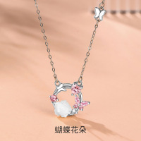 原创s999足银花环项链女小众高级感精致颈链轻奢气质设计感锁骨链