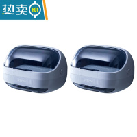 敬平肥皂盒香皂置物架壁挂式沥水免打孔家用带盖放器新款卫生间浴室 磨石灰 2个装[翻盖设计/抽取接水盘]