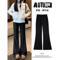 加绒微喇裤女新款秋冬加绒羊毛糯米裤休闲小个子毛呢喇叭裤子