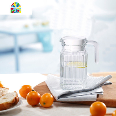 夏天冷水壶加厚玻璃凉水壶家用大容量水壶凉白开水杯套装 FENGHOU 1.1L大八角壶送6只250ml八角杯