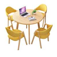 易企采 洽谈桌椅组合接待桌椅小圆桌子简约休闲餐桌椅1桌4椅