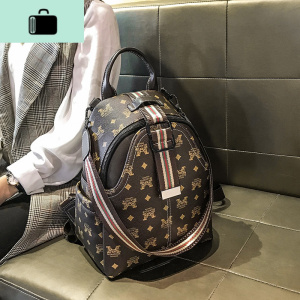 背包女双肩包2020新款时尚潮流旅游大容量旅行包简约休闲女士书包NEW LAKE 咖啡色(新品) 咖啡色（新品）