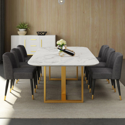 汐岩北欧大理石餐桌椅组合简约后现代轻奢饭桌家用长方形吃饭桌子