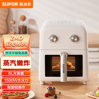 苏泊尔 烹饪可视 乐享美味 内外金属材质 蒸汽嫩炸 1500W大火力 6.0L大容量 空气炸锅KJ60D76