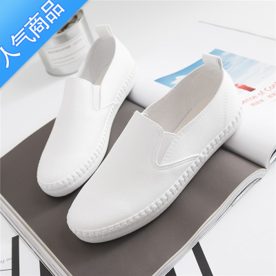 SUNTEK夏季软底小白鞋女2023新款夏款百搭一脚蹬护士孕妇白鞋单鞋配裙子