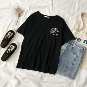 外星人印花衣服短袖T恤女圆领夏季韩版新款宽松女装上衣