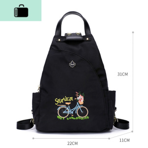 2020新款双肩包女式韩版斜挎胸包防水牛津布旅行帆布小背包潮NEW LAKE 经典黑色-预计7月8日 经典黑色-预计7月8日