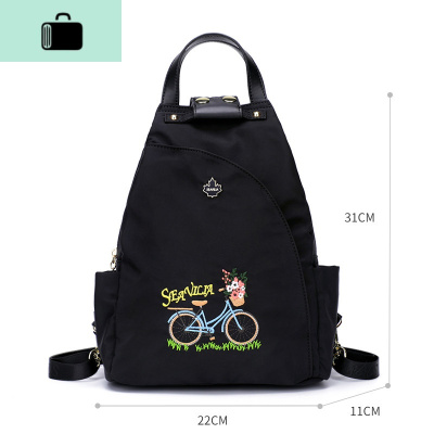 2020新款双肩包女式韩版斜挎胸包防水牛津布旅行帆布小背包潮NEW LAKE 经典黑色-预计7月8日