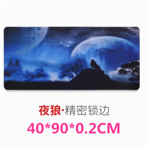 金顺意游戏鼠标垫超大号加厚锁边定制可爱卡通电脑定做鼠标垫男办公桌垫夜狼图案