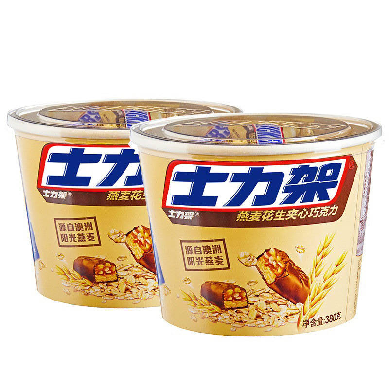 士力架 巧克力 燕麦花生夹心巧克力380g桶装