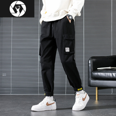 HongZun秋冬加厚束脚工装裤男士潮牌宽松韩版潮流九分裤黑色百搭休闲长裤工装制服