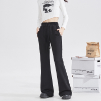 [2.5折价110元]唐狮美式复古黑色微喇叭卫裤秋冬女美拉德拖地运动休闲瑜伽裤A