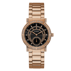 盖尔斯(guess)时尚优雅轻奢商务大气风范三眼计时多功能石英女士手表