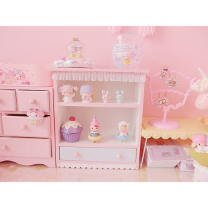 美帮汇软妹房间装饰木质桌面收纳盒娃娃双层展示架蕾丝花边昭和抽屉柜子 花边昭和收纳盒