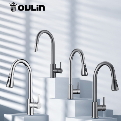 欧琳厨房龙头洗菜盆水龙头冷热防溅 抽拉式万向旋转龙头L101