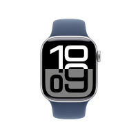 Apple/苹果 Watch Series 10 智能手表GPS款 42毫米银色铝金属表壳丹宁色运动型表带- S/M