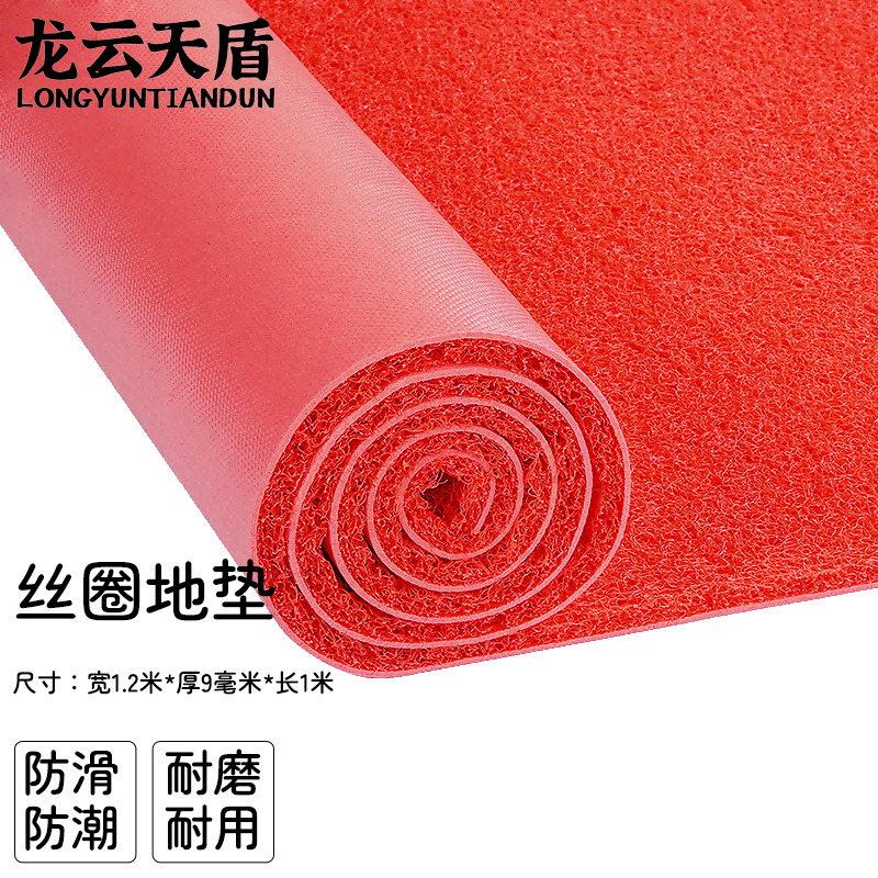 龙云天盾丝圈地垫加厚防水刮沙进门脚垫电梯酒店迎宾可裁剪PVC除尘防滑垫宽1.2米*厚9mm*长1米红(要几米拍几米)