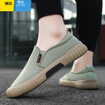 聚范冰丝夏季帆布男鞋2024新款老北京布鞋懒人一脚蹬休闲板鞋豆豆潮鞋