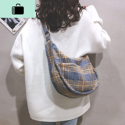 韩版包包女2020新款洋气英伦格子饺子包大容量休闲百搭单肩斜挎包NEW LAKE女斜挎包