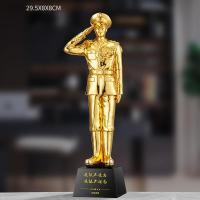 退伍八一军人纪念品送战友礼品定制创意军旅老兵退役纪念品奖杯 29.5*8*8cm