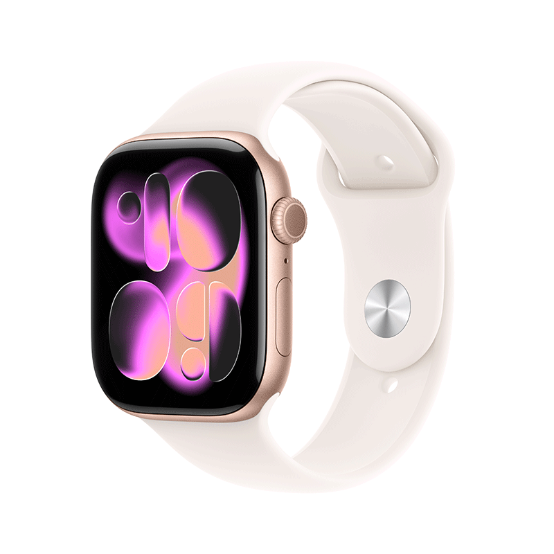 Apple Watch S11 GPS 46毫米玫瑰金色铝金属表壳 淡桃粉色运动型表带-S/M