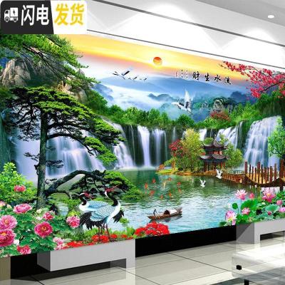 三维工匠十字绣2020新款线绣客厅满绣风景流水生财自己绣手工 [三米]棉线305*140cm[满绣]4股绣,丝线428元