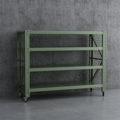 臻远ZYJJ-HJ-091可移动货架库房置物架带轮重型货架四层后背无网2000*600*2000mm/500kg