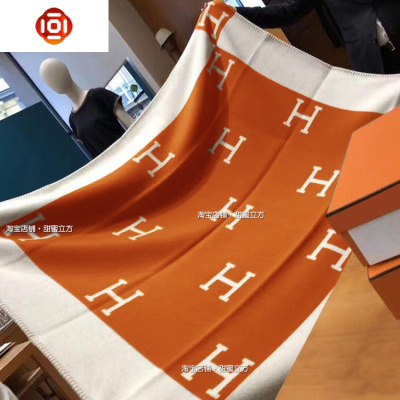 H字母毯子北欧ins风沙发小盖毯办公室午睡空调被子针织家三维工匠